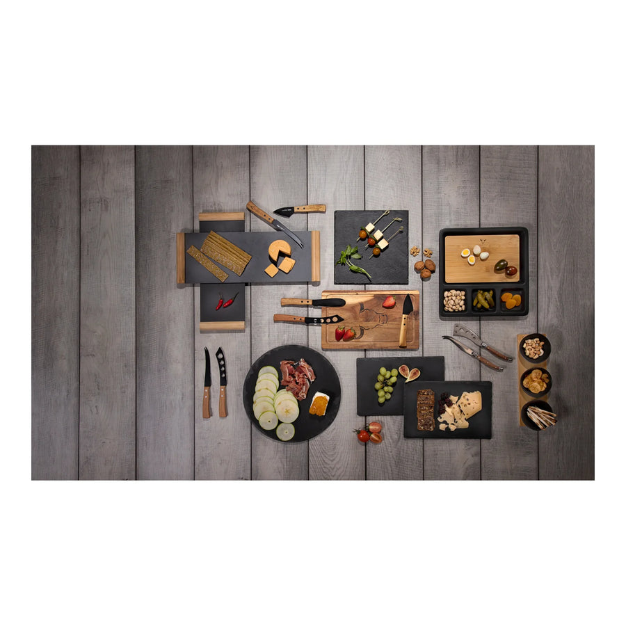Plato Piedra Pizarra Pizza Wayu 42x32cm Negro