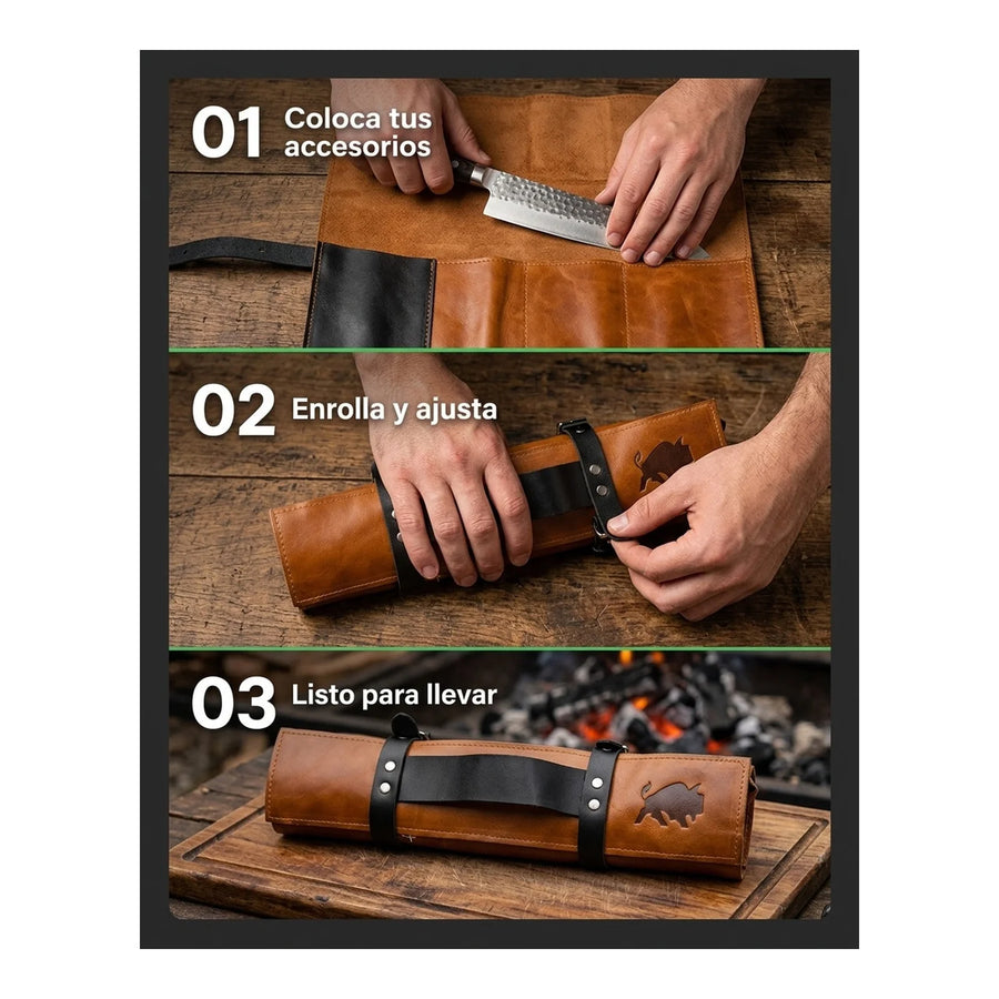 Porta cuchillos de 3 accesorios + Grabado Personalizado