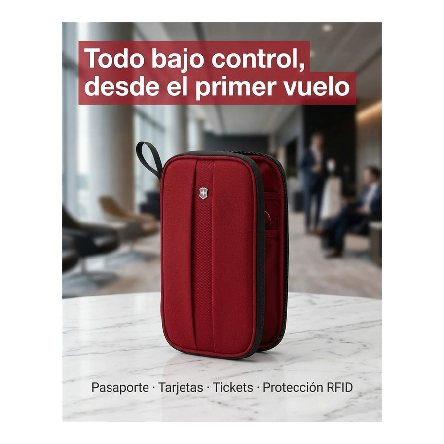 Porta Documentos de Viaje Victorinox con Bloqueo Rfid Color Rojo 610598