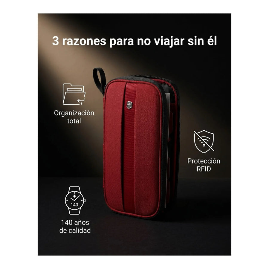 Porta Documentos de Viaje Victorinox con Bloqueo Rfid Color Rojo 610598