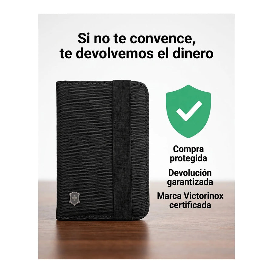 Porta Pasaporte Victorinox Rfid Negro Tarjetas Organizador