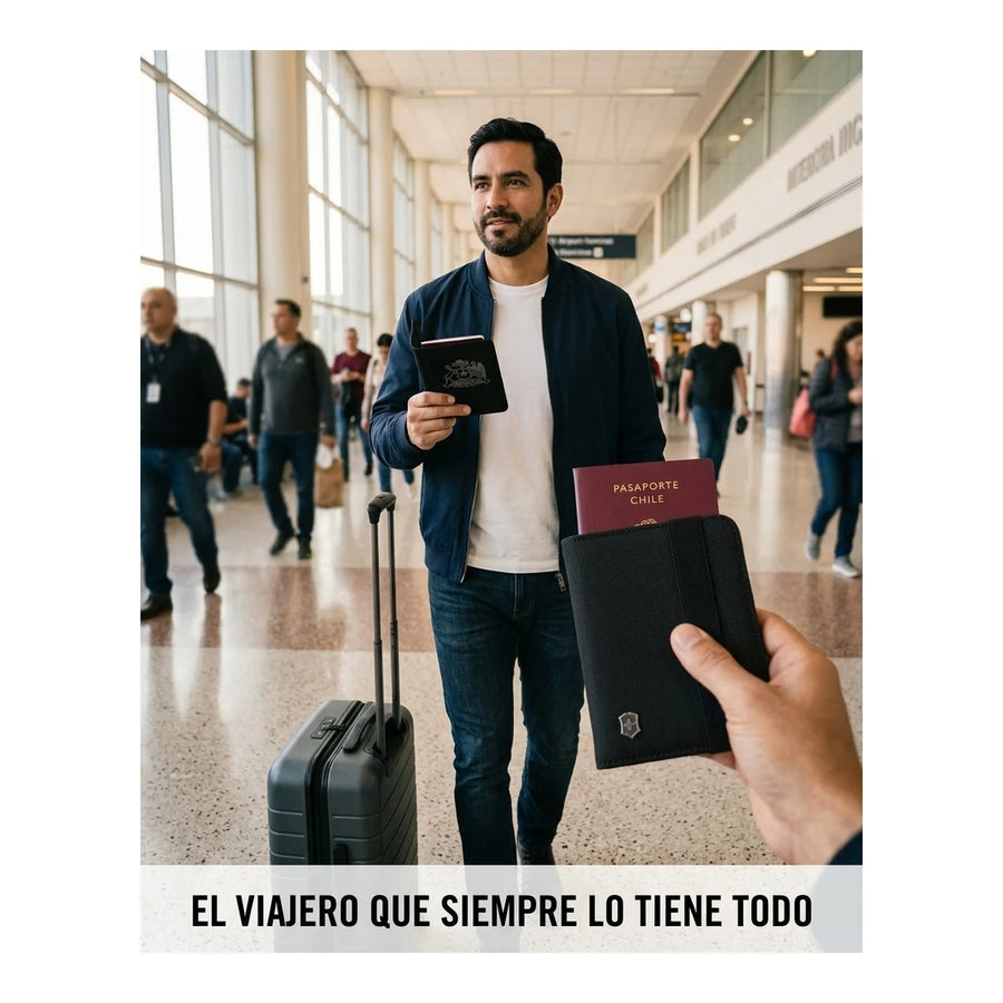 Porta Pasaporte Victorinox Rfid Negro Tarjetas Organizador