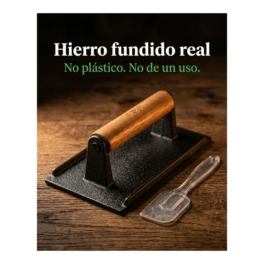 Prensa Hamburguesa Wayu Smasher Hierro Fundido Asado Bbq