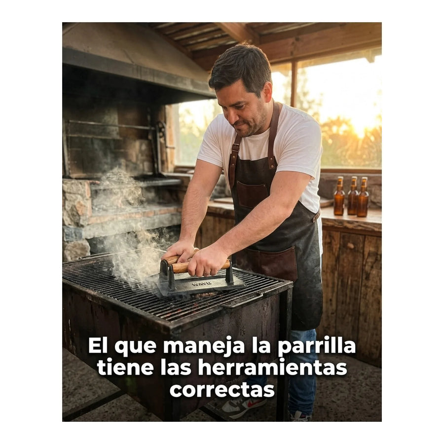 Prensa Hamburguesa Wayu Smasher Hierro Fundido Asado Bbq