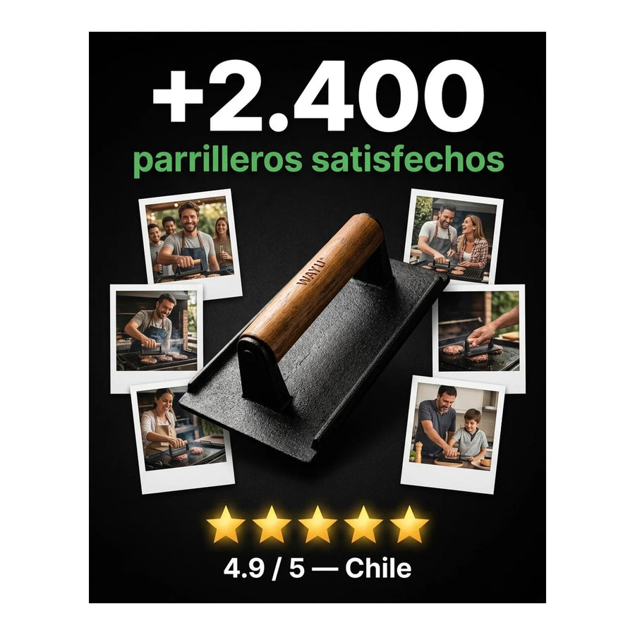 Prensa Hamburguesa Wayu Smasher Hierro Fundido Asado Bbq