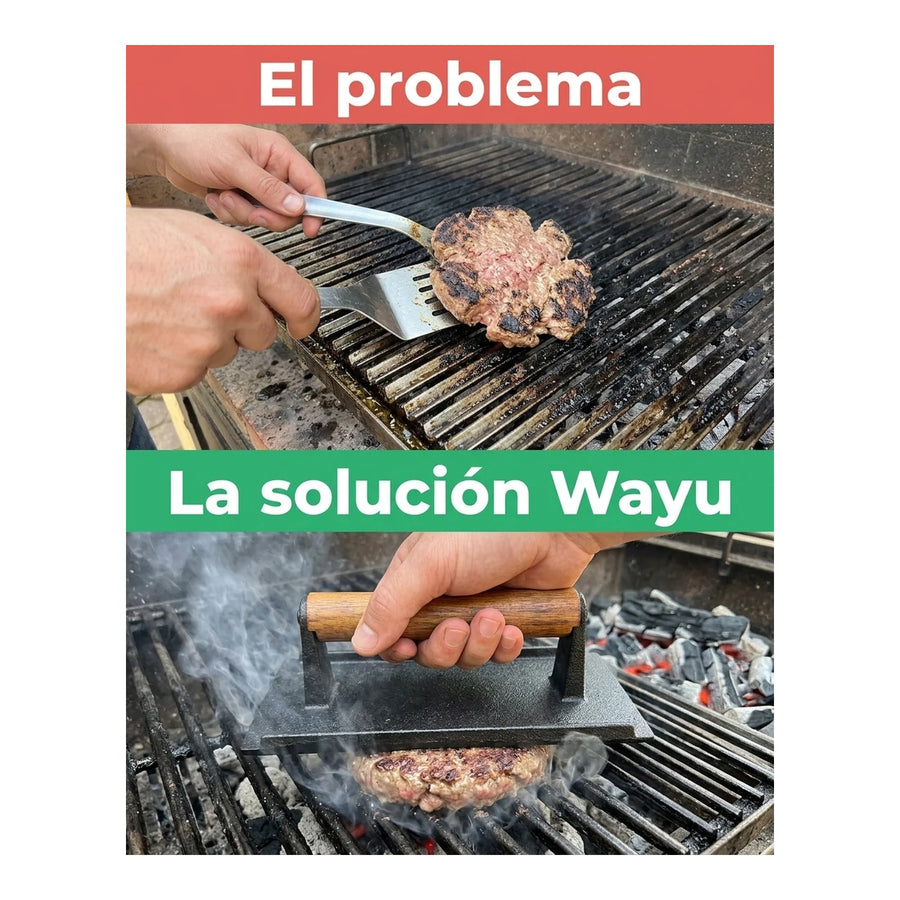 Prensa Hamburguesa Wayu Smasher Hierro Fundido Asado Bbq