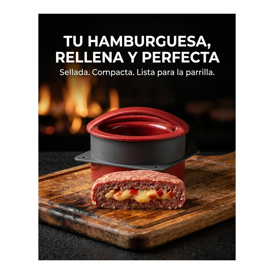 Prensa Hamburguesas Con Relleno Y Normal Asado Parrilla Bbq