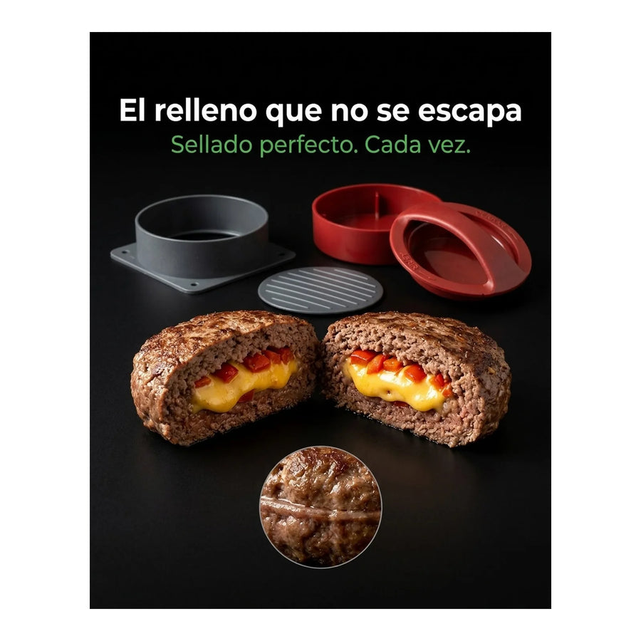 Prensa Hamburguesas Con Relleno Y Normal Asado Parrilla Bbq
