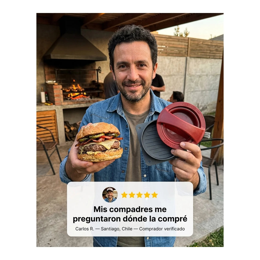 Prensa Hamburguesas Con Relleno Y Normal Asado Parrilla Bbq