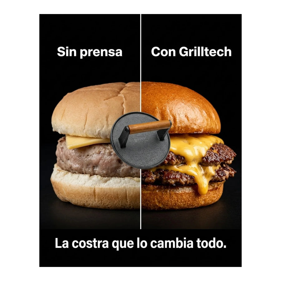Prensa Para Carnes Hierro Fundido Grilltech Smasher Bbbq