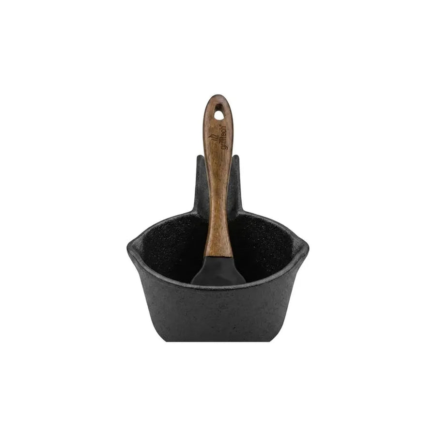 Salsero Hierro Fundido + Brocha Silicona Carnes Adobar Asado