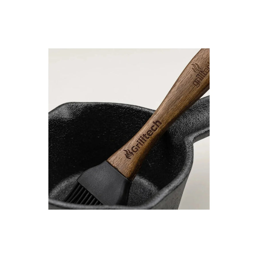 Salsero Hierro Fundido + Brocha Silicona Carnes Adobar Asado