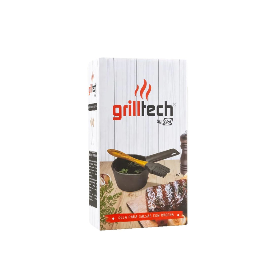 Salsero Hierro Fundido + Brocha Silicona Carnes Adobar Asado