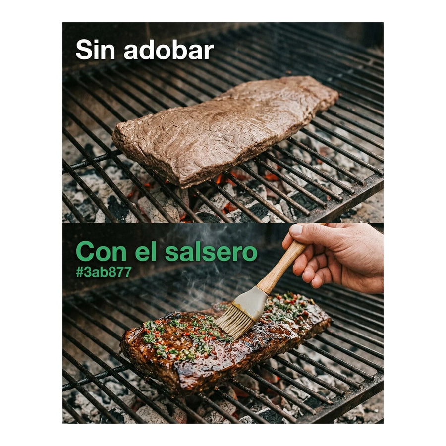 Salsero Hierro Fundido + Brocha Silicona Carnes Adobar Asado