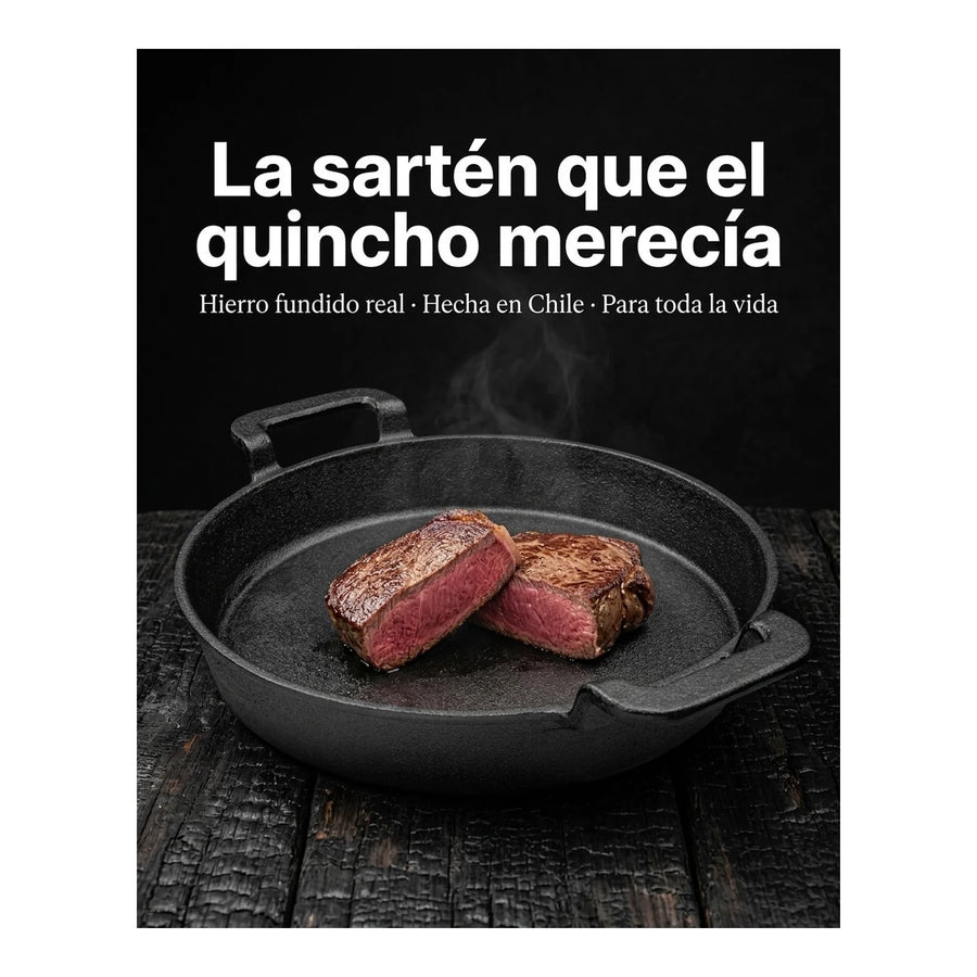 Sartén Con Asas Hierro Fundido 30cm Premium Cocina Asado Bbq