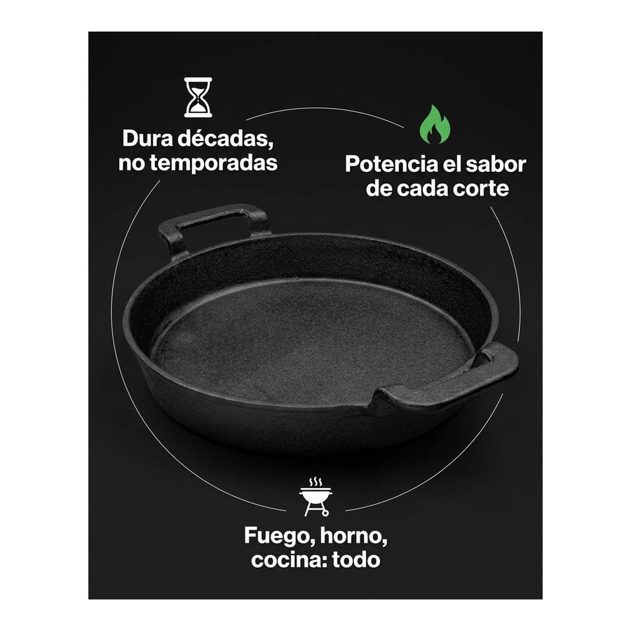 Sartén Con Asas Hierro Fundido 30cm Premium Cocina Asado Bbq