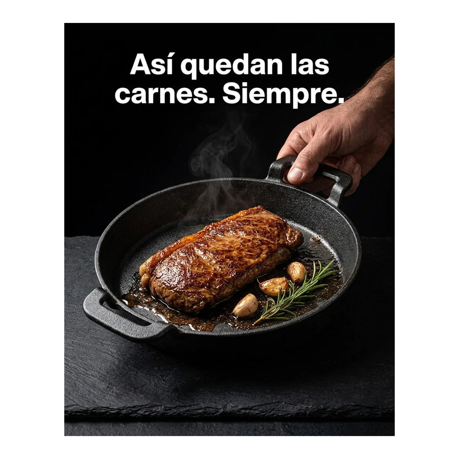 Sartén Con Asas Hierro Fundido 30cm Premium Cocina Asado Bbq