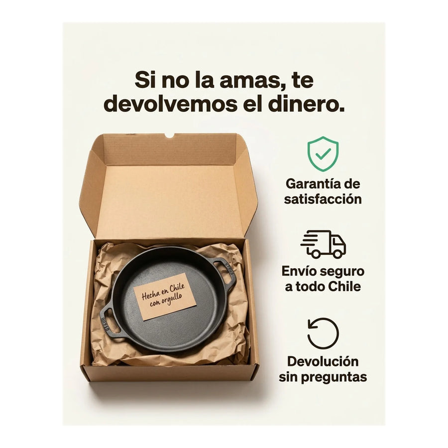 Sartén Con Asas Hierro Fundido 30cm Premium Cocina Asado Bbq