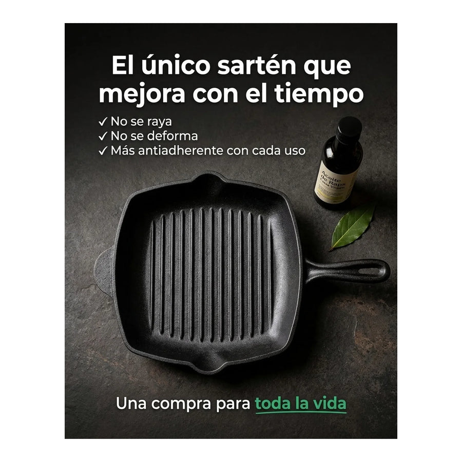Sarten Cuadrado Asado Parrilla Cocina 26x26cm