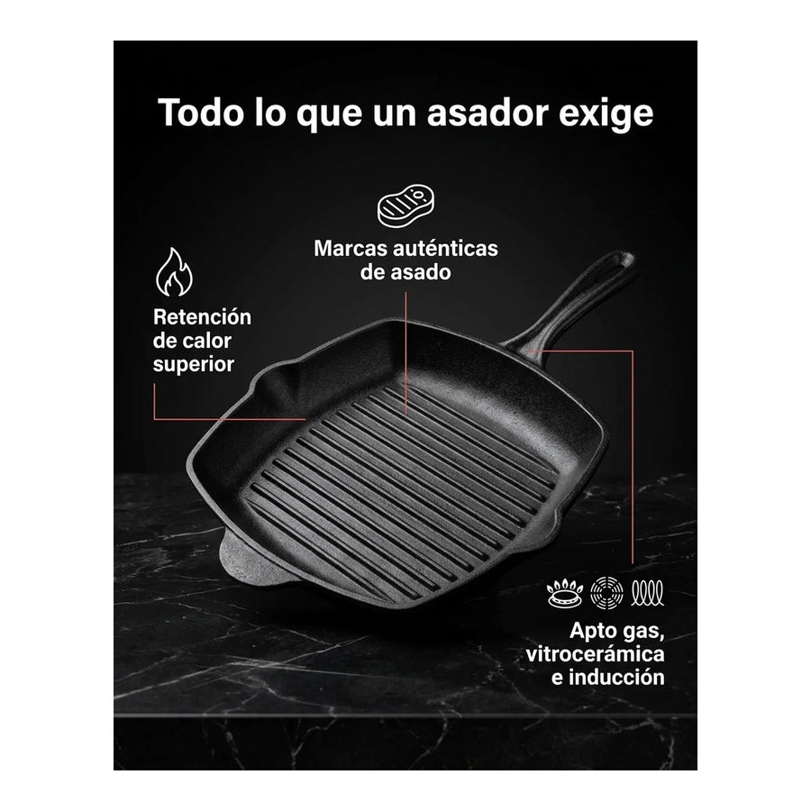 Sarten Cuadrado Asado Parrilla Cocina 26x26cm