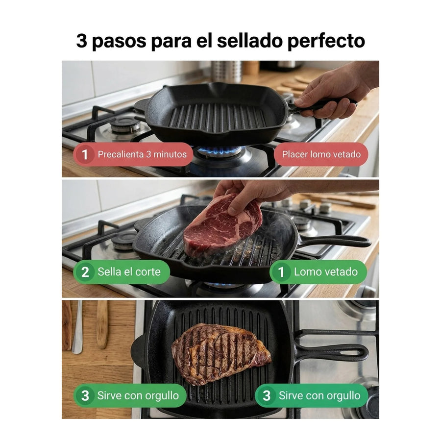 Sarten Cuadrado Asado Parrilla Cocina 26x26cm