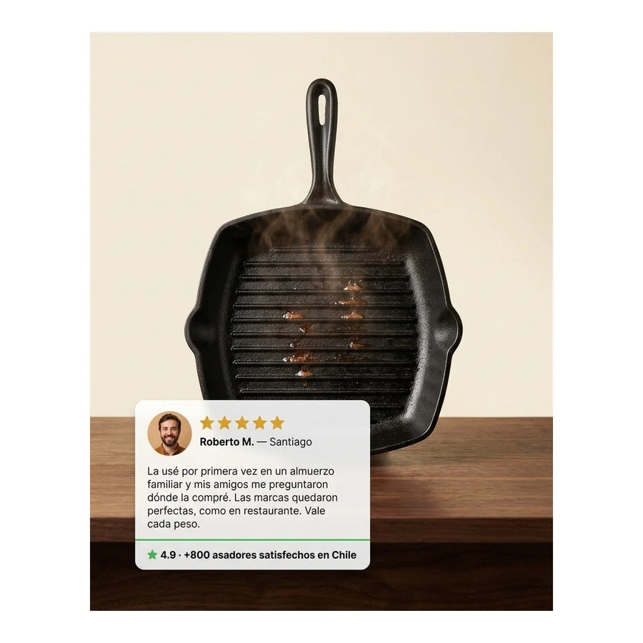 Sarten Cuadrado Asado Parrilla Cocina 26x26cm