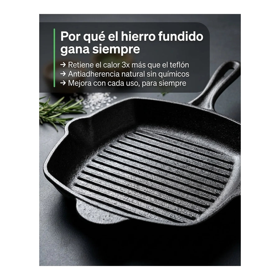 Sarten Cuadrado Asado Parrilla Cocina 26x26cm