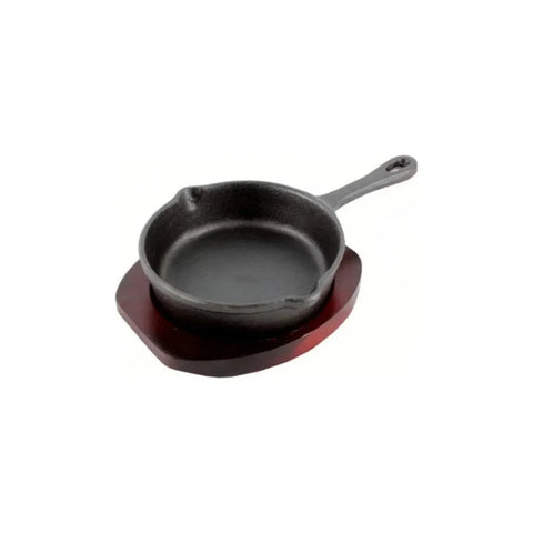 Sartén Fierro 13cms Con Base De Madera Lugano Cocina Gourmet Negro