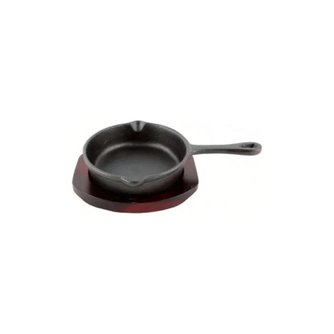Sartén Fierro 13cms Con Base De Madera Lugano Cocina Gourmet Negro