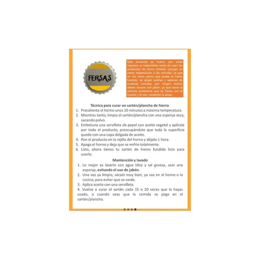 Sarten Fierro Fundido 21x35cm Wayu Abatible Hierro Fundido