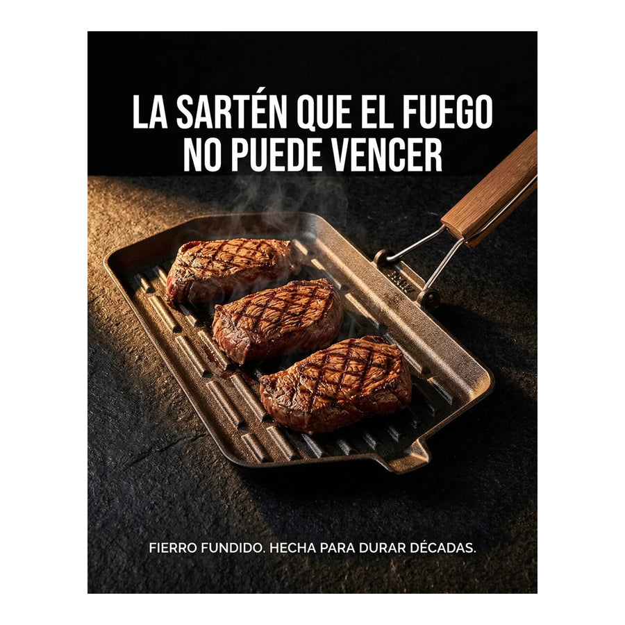 Sarten Fierro Fundido 21x35cm Wayu Abatible Hierro Fundido