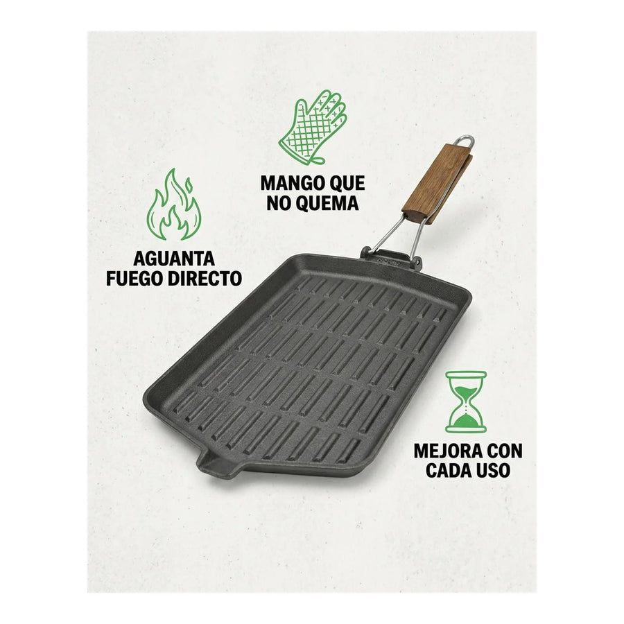 Sarten Fierro Fundido 21x35cm Wayu Abatible Hierro Fundido