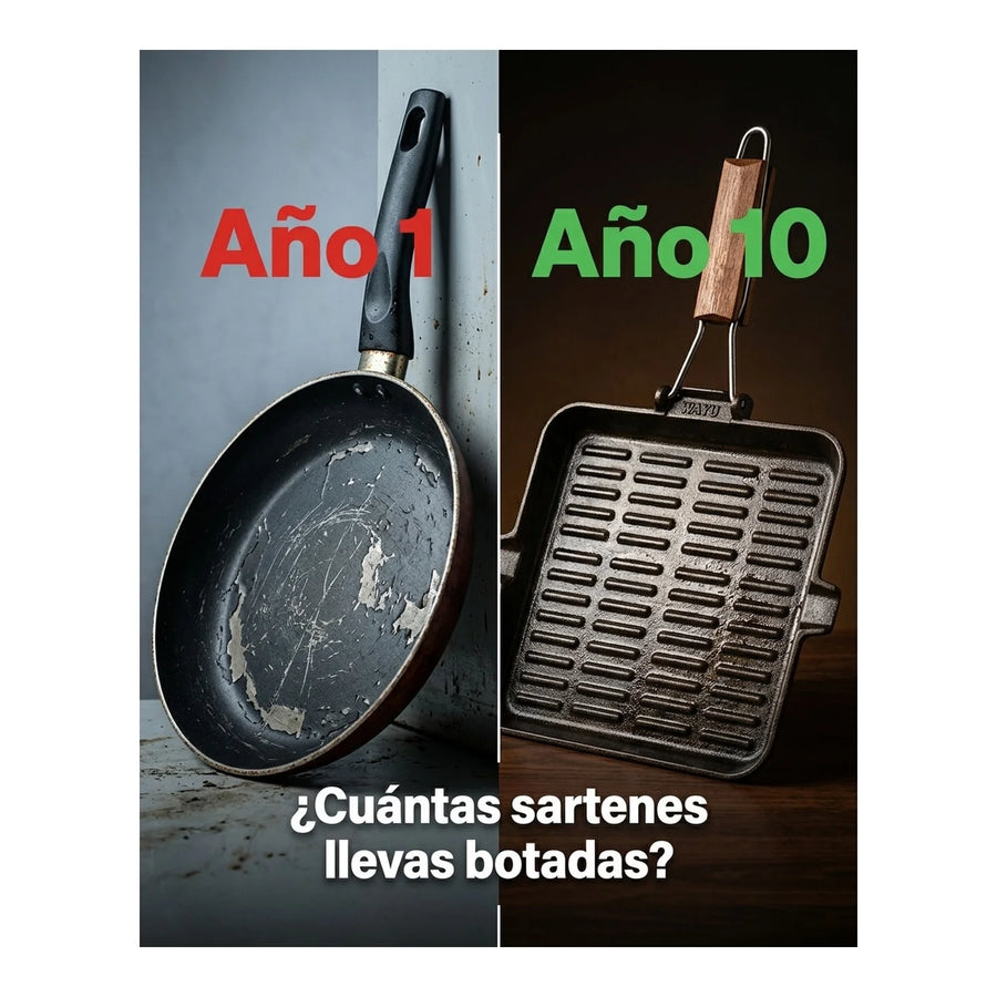 Sarten Fierro Fundido 21x35cm Wayu Abatible Hierro Fundido