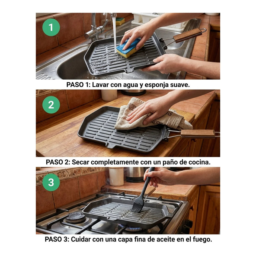 Sarten Fierro Fundido 21x35cm Wayu Abatible Hierro Fundido