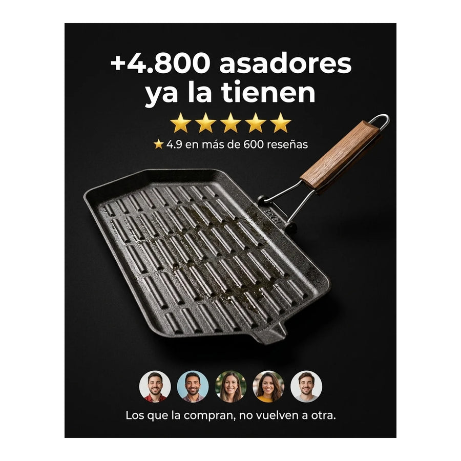 Sarten Fierro Fundido 21x35cm Wayu Abatible Hierro Fundido