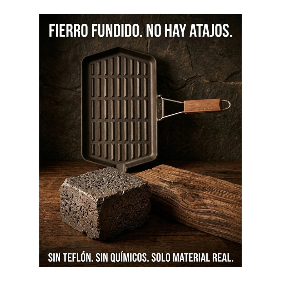 Sarten Fierro Fundido 21x35cm Wayu Abatible Hierro Fundido