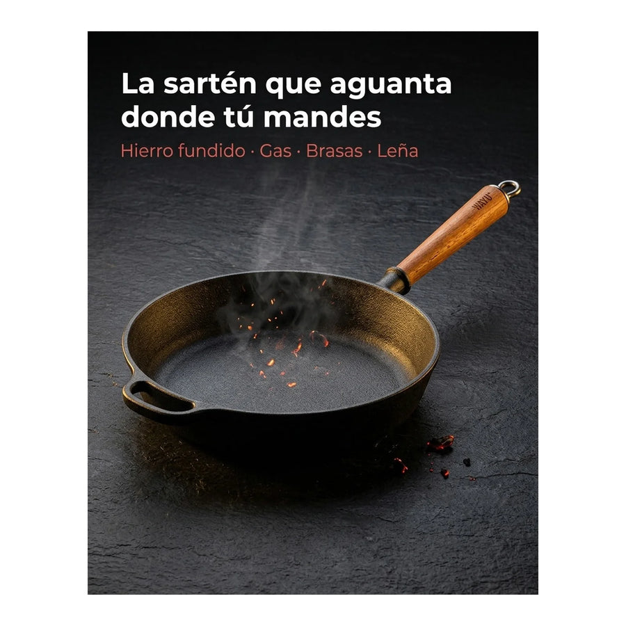 Sartén Hierro Fundido 28cm Wayu Parrilla Asado Bbq Cocina