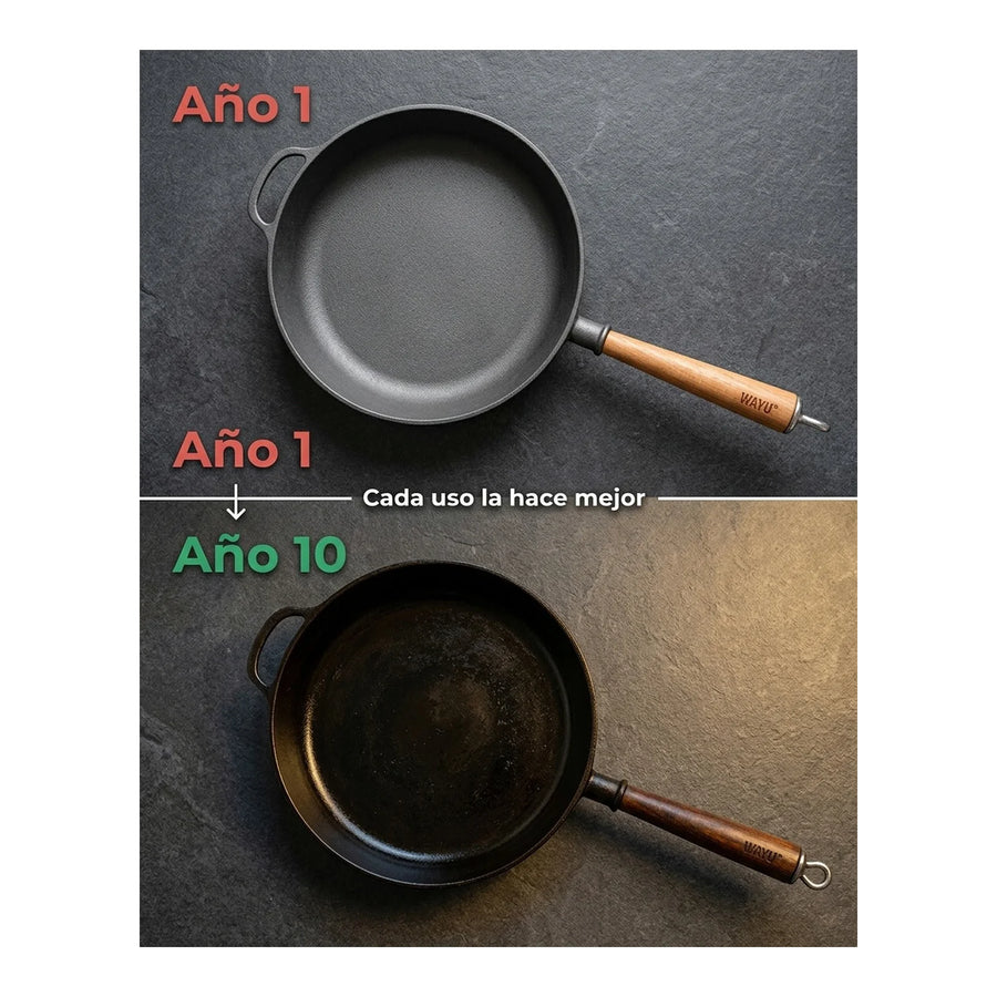 Sartén Hierro Fundido 28cm Wayu Parrilla Asado Bbq Cocina
