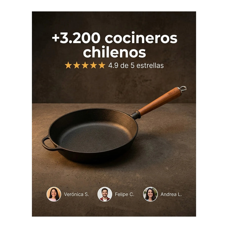Sartén Hierro Fundido 28cm Wayu Parrilla Asado Bbq Cocina