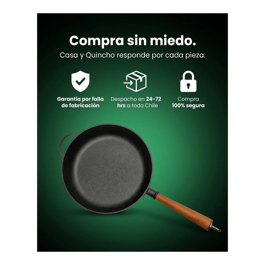 Sartén Hierro Fundido 28cm Wayu Parrilla Asado Bbq Cocina