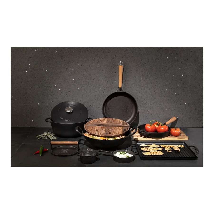 Sartén Hierro Fundido 28cm Wayu Parrilla Asado Bbq Cocina