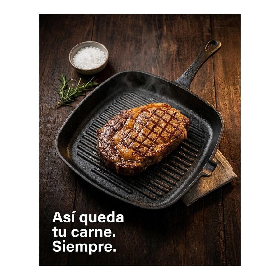 Sartén Hierro Fundido Wayu Asado Parrilla Cocina Bbq 24cm