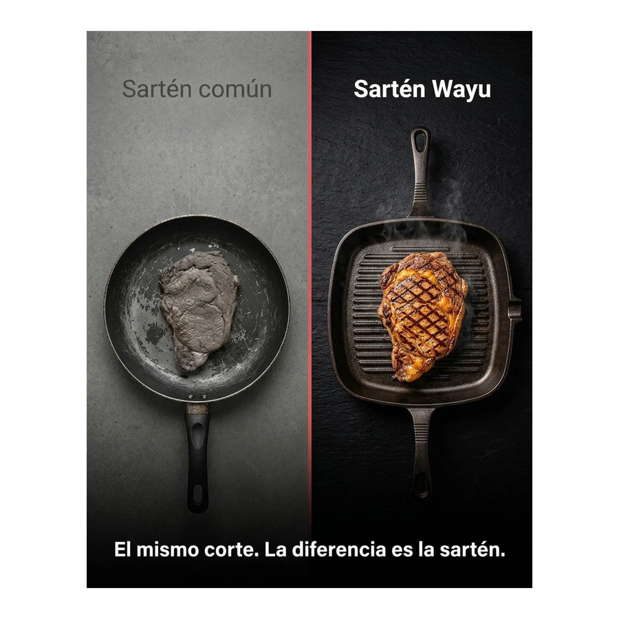 Sartén Hierro Fundido Wayu Asado Parrilla Cocina Bbq 24cm