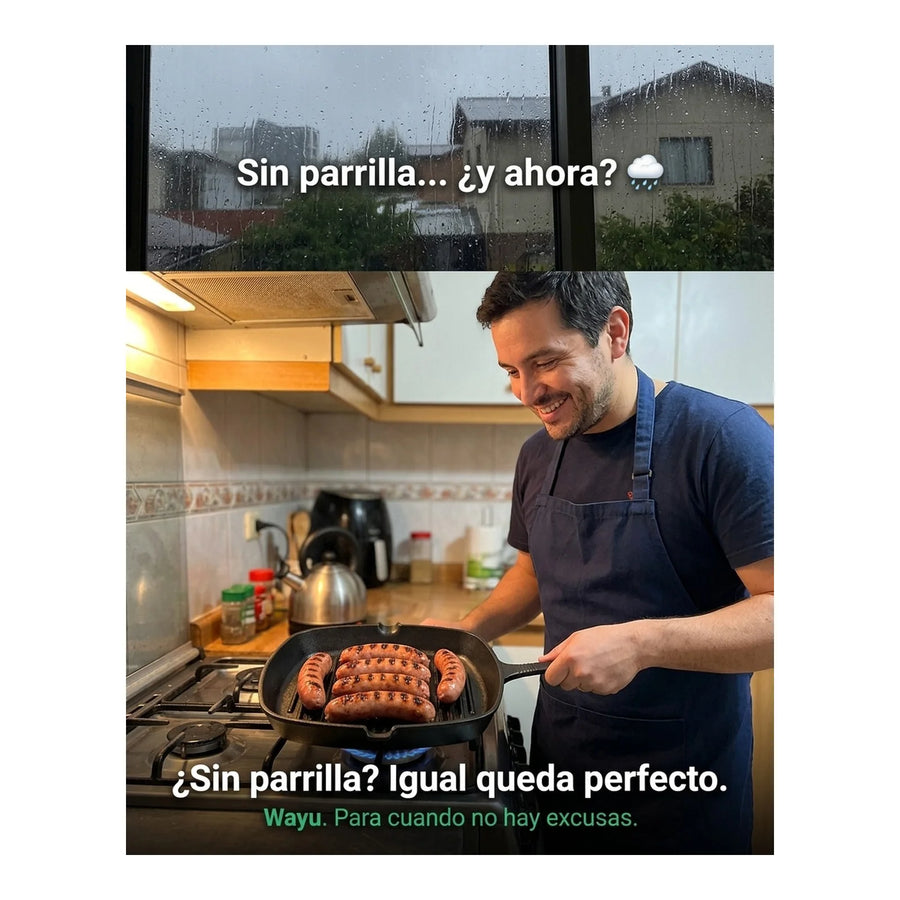 Sartén Hierro Fundido Wayu Asado Parrilla Cocina Bbq 24cm