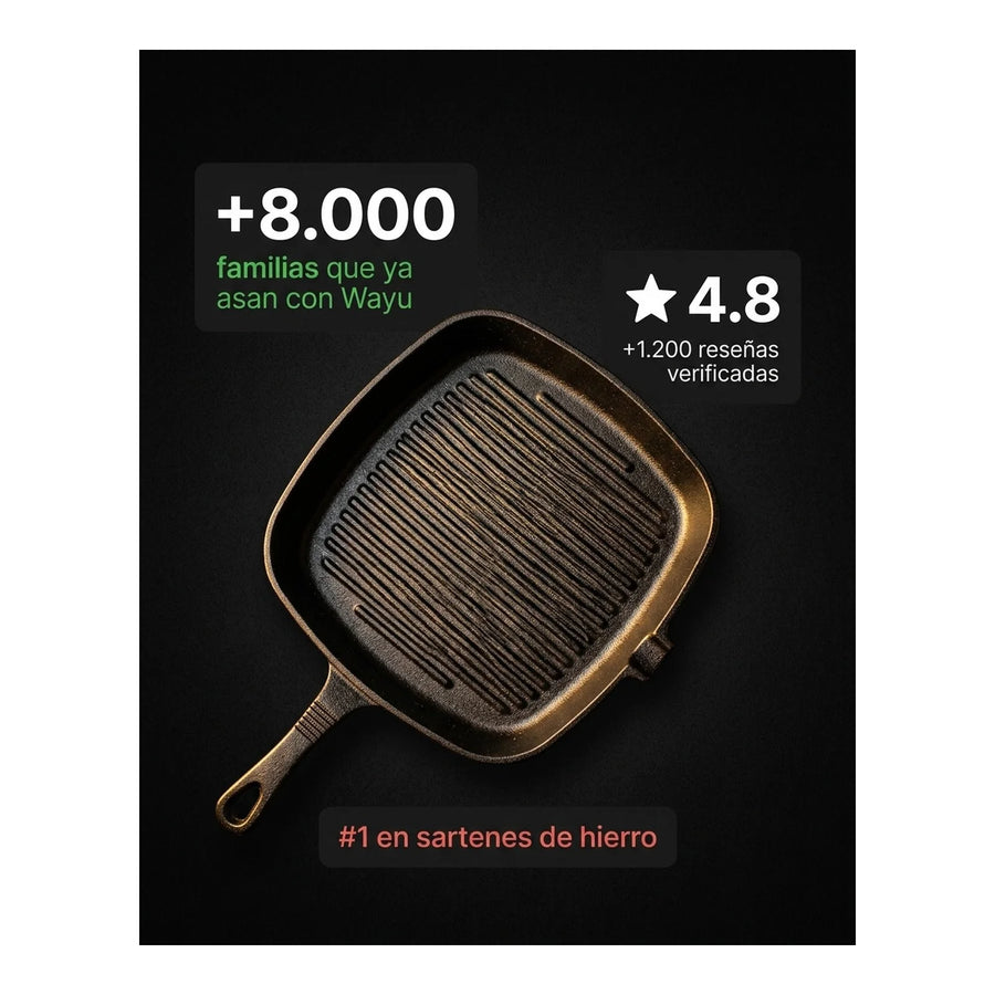 Sartén Hierro Fundido Wayu Asado Parrilla Cocina Bbq 24cm