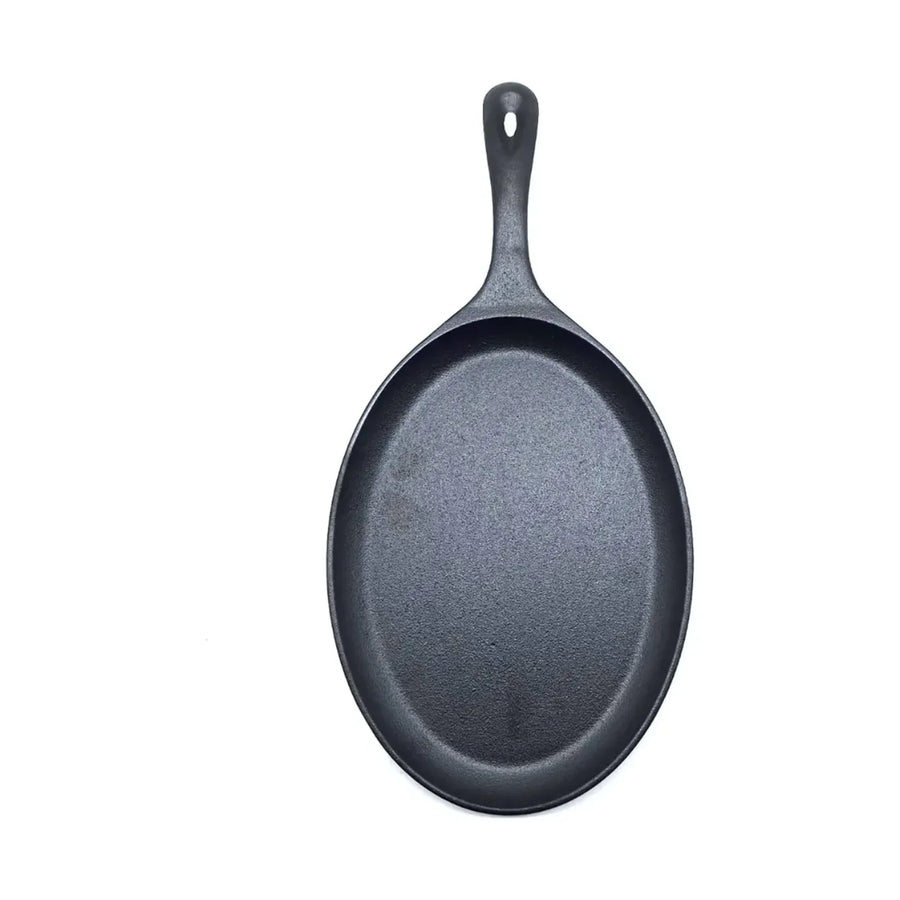 Sartén Ovalado Hierro Fundido Con Base Madera