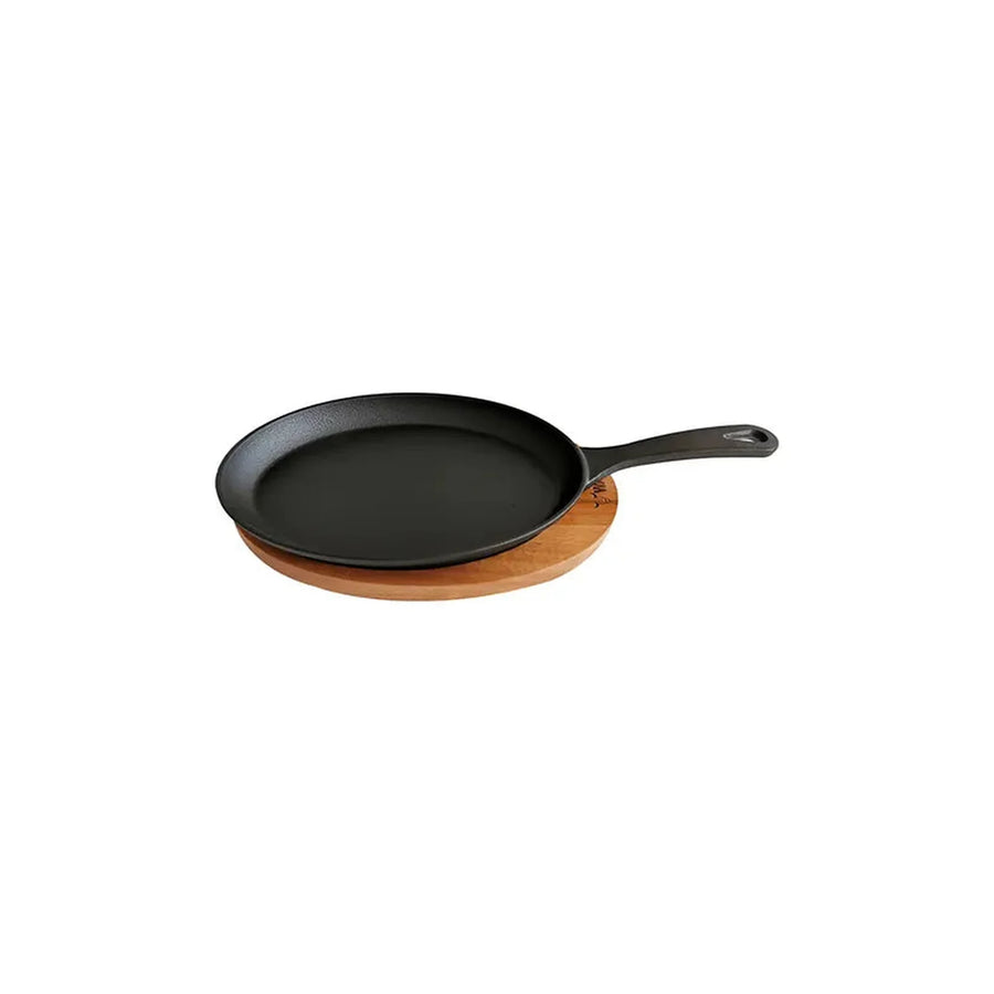 Sartén Ovalado Wayu Hierro Fundido Con Base Madera Fierro