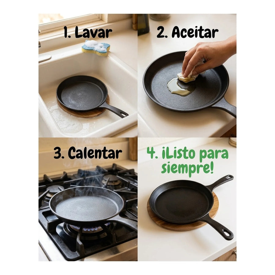 Sartén Ovalado Wayu Hierro Fundido Con Base Madera Fierro