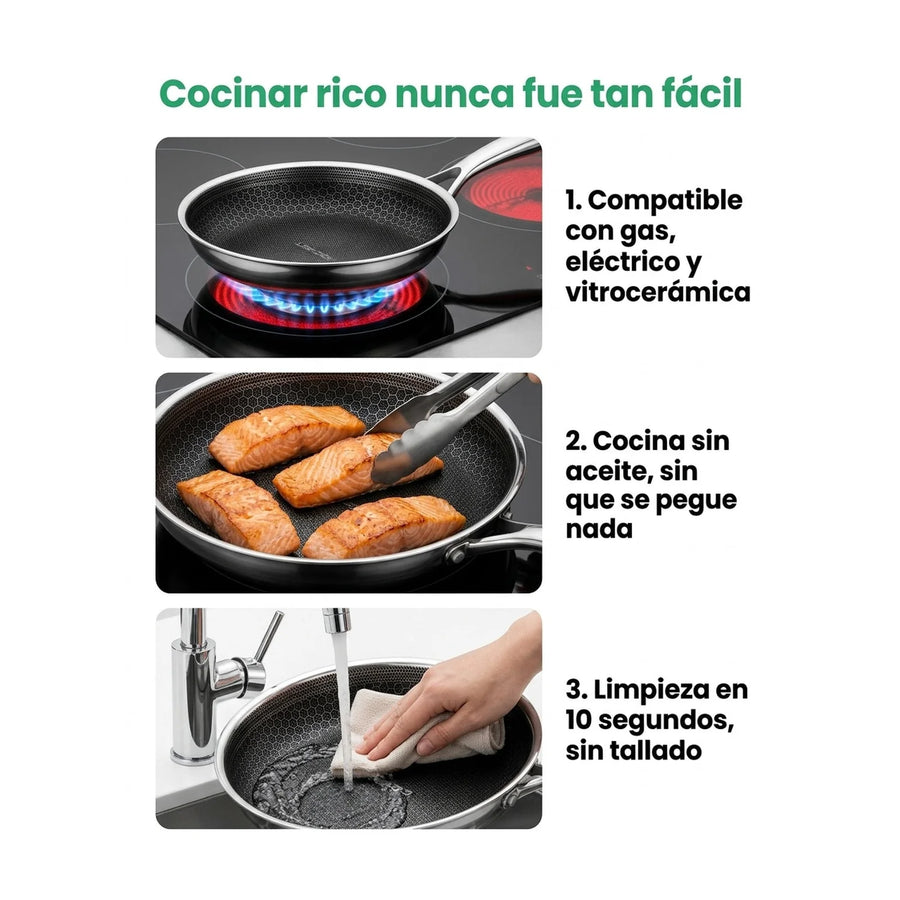Sarten Roichen 20 Cm Bee Acero Inoxidable Cocina Premium