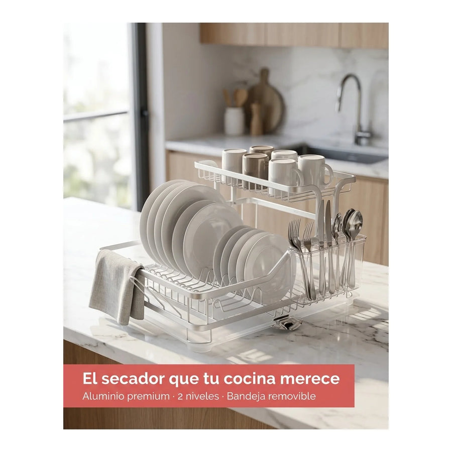 Secador De Platos Aluminio Premium 2 Niveles